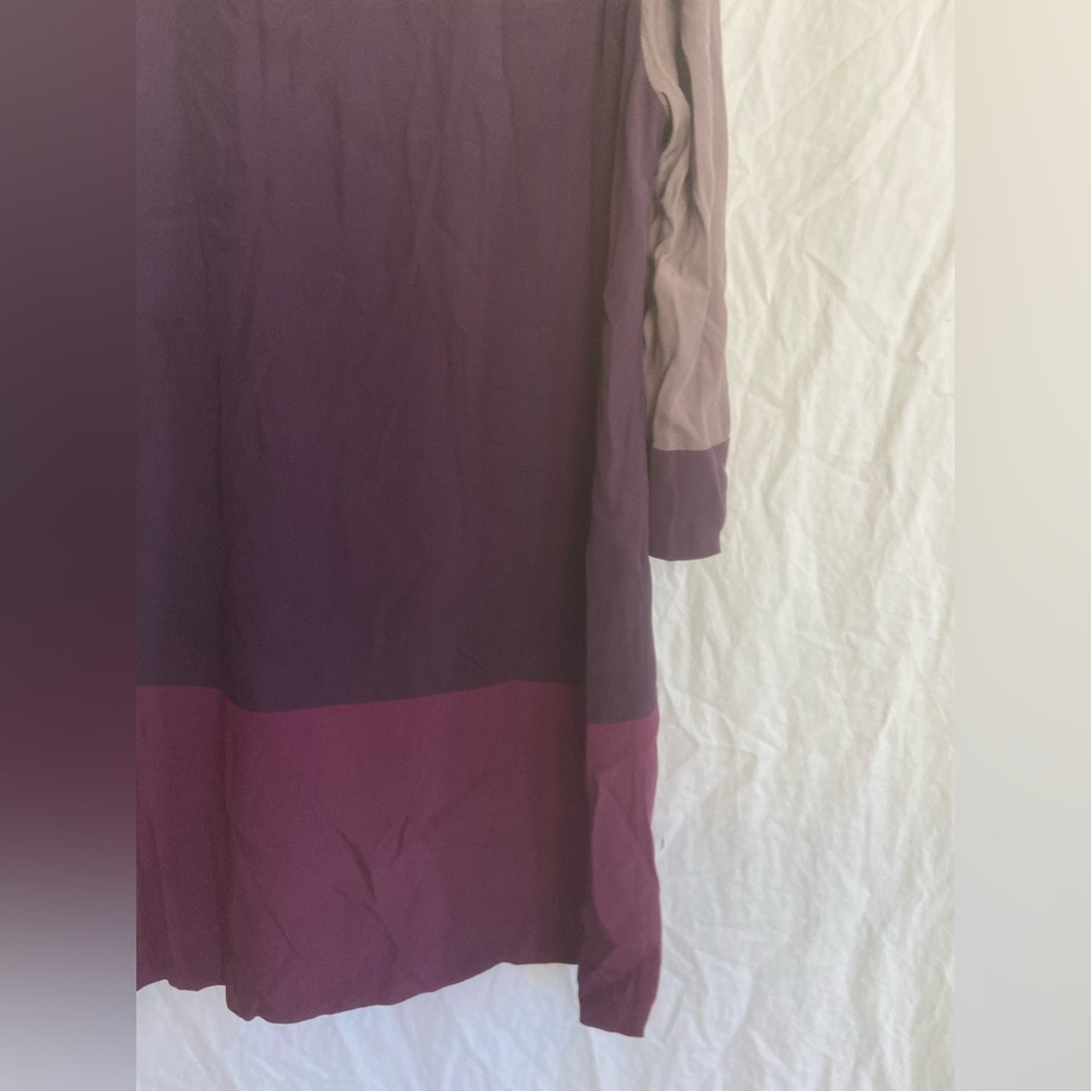Boden Colorblock 3/4 Sleeve Shift Dress Career Business Purple Grey Size 14 - Picture 12 of 16